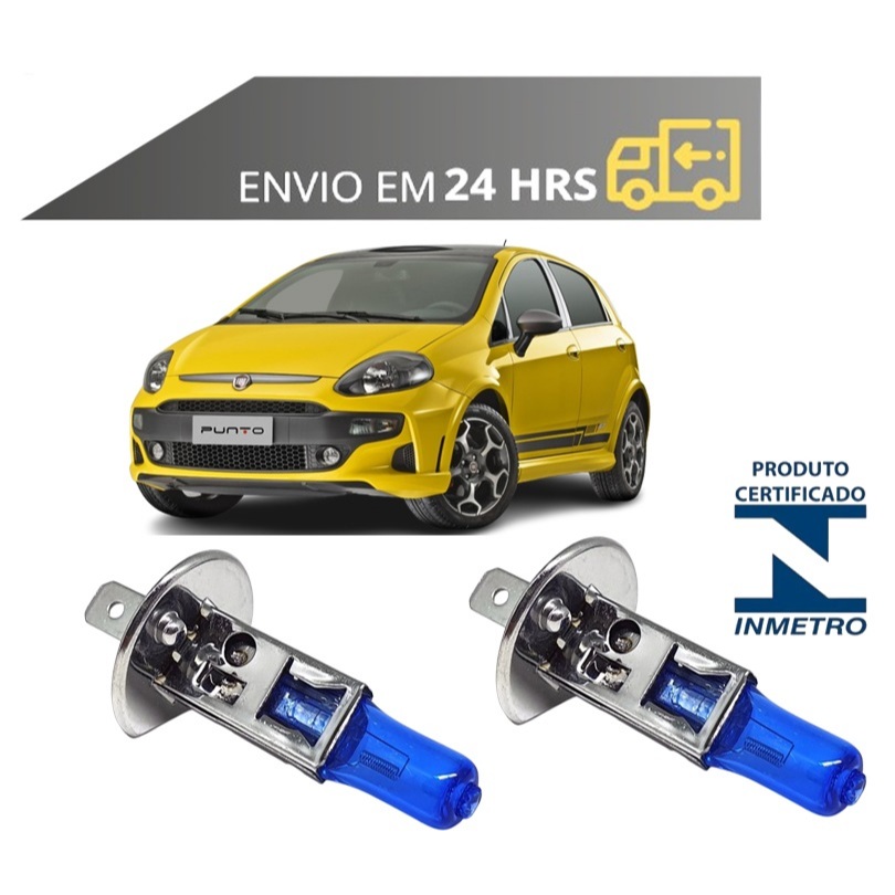 Lâmpada farol de milha Fiat Punto de 2007 a 2016 Super Branca 8500k H1