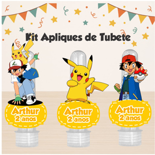 KIT 50 APLIQUE POKEMON, LEMBRANCINHA, FESTA, TUBETE, MIMOS, ANIVERSÁRIO.TODOS OS TEMAS em Oferta na Shopee
