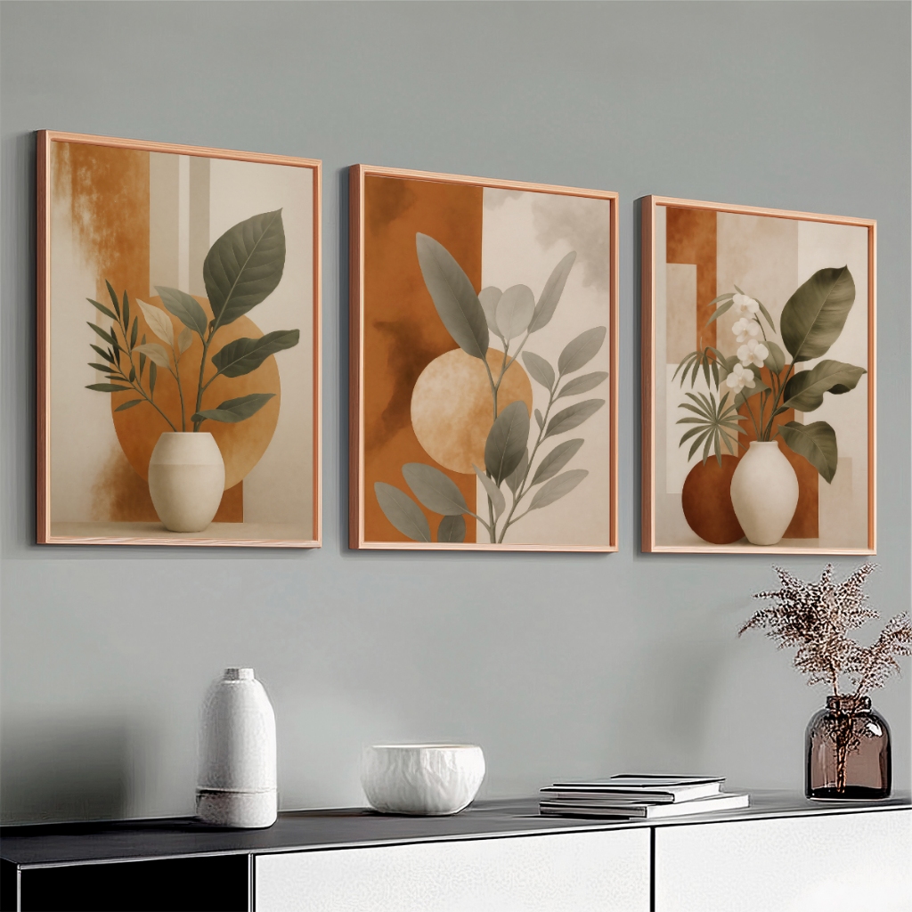 Trio Quadros Decorativos Com Moldura 40x60 cm Sala Quarto Escritório Luxuoso Moderno em Oferta na Shopee