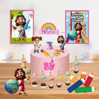 Kit Festa Só Um Bolinho O MAIOR PINTOR DO MUNDO Enviar Nome/Idade IMEDIATAMENTE em Oferta na Shopee