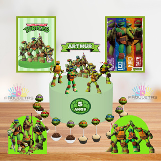 Kit Festa Só Um Bolinho TARTATUGAS NINJA Enviar Nome/Idade IMEDIATAMENTE em Oferta na Shopee