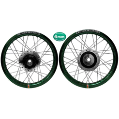 Par Roda Three Heads Verde Musgo Disco ou Tambor Diamantado Fan 125 09 Raios 4mm Cromado