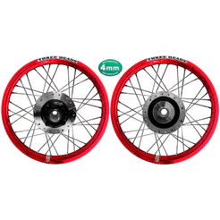 Par Roda Three Heads Vermelho Disco ou Tambor Diamantado Fan 125 09 Raios 4mm Cromado