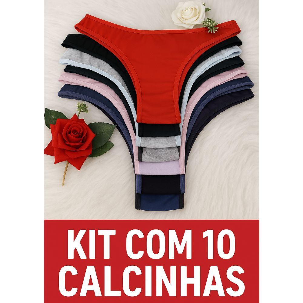 Kit com 10 Calcinhas Fio de Cotton Lisa – Conforto, Qualidade e Elegância em Oferta na Shopee