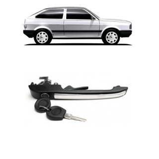 Maçaneta Puxador Externa Gol Quadrado, Com chave e friso METAL/ZAMAC (INOX) em Oferta na Shopee