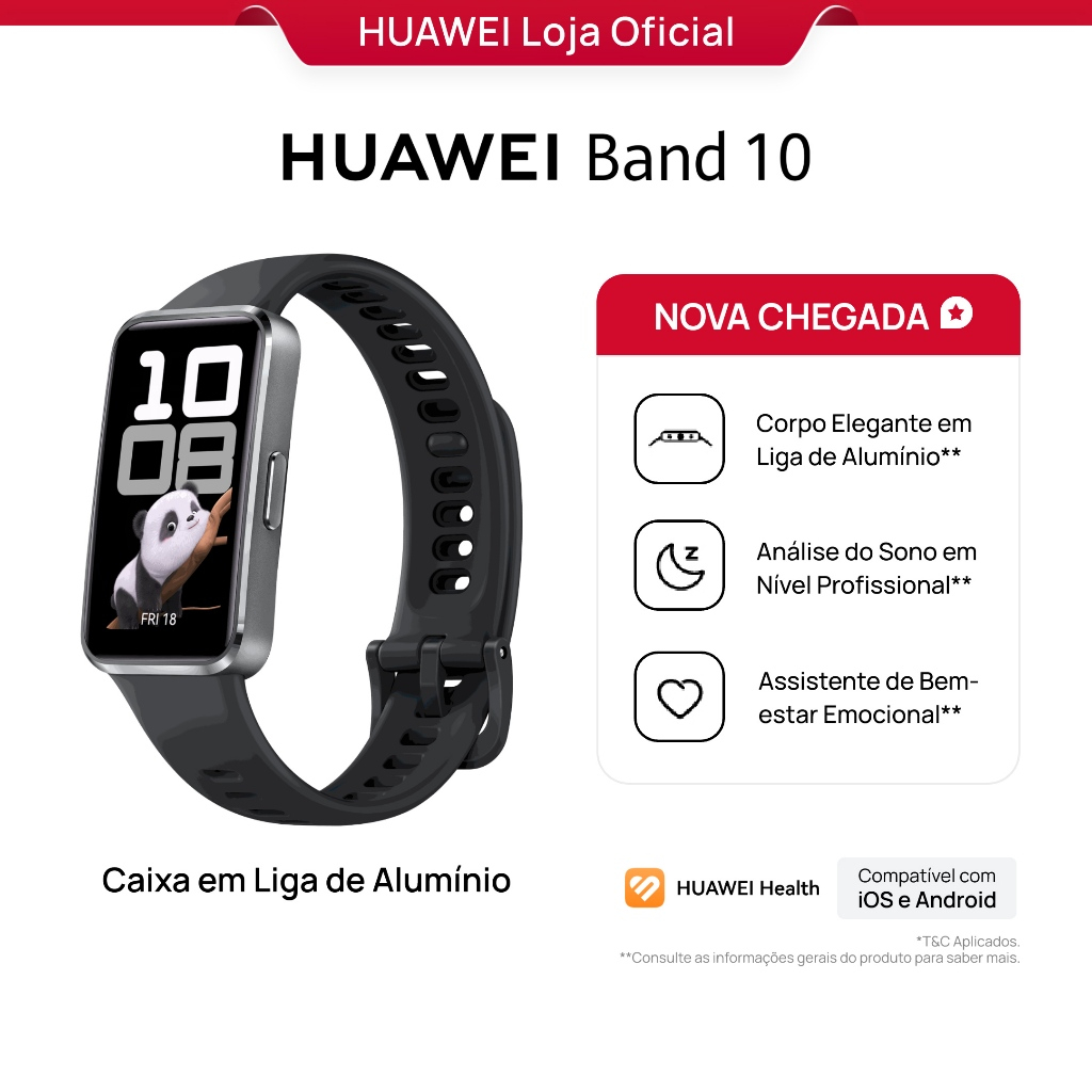 HUAWEI Band 10 | Relógio Smartchwatch | Corpo Elegante em Liga de Alumínio