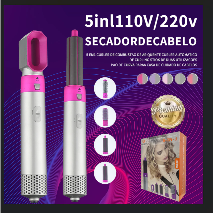 Escova Secadora De Cabelo 5 Em 1 Profissional Modeladora Unique