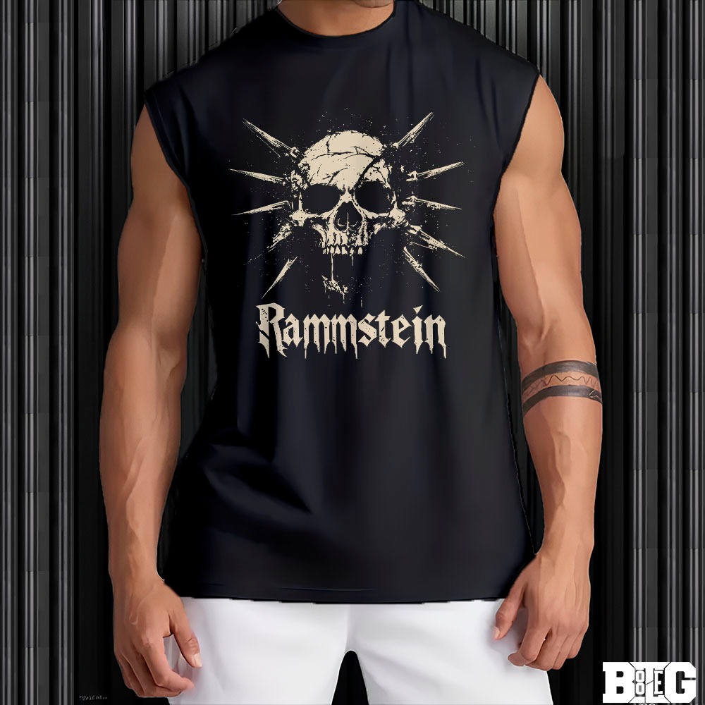 Camiseta regata machao oversized masculino banda de rock rammstein streetwear em algodao unissex Longline