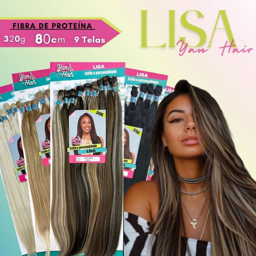 Cabelo Liso Fibra de Proteína Yan Hair | Modelo Lisa 80cm 9 Telas 320g