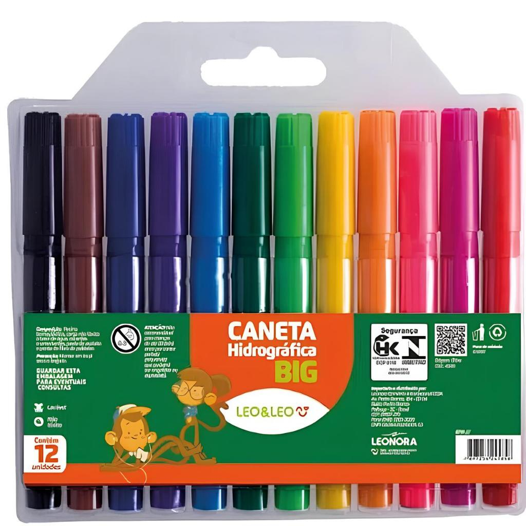 CANETA HIDROGRÁFICA BIG LEO&LEO 12 CORES