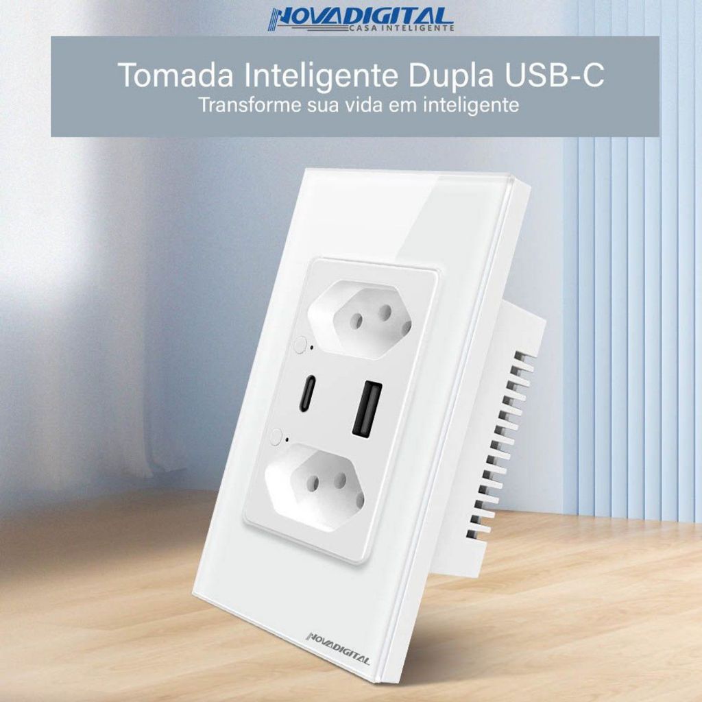 Detalhes do Tomada Wifi Inteligente 4X2 Usbc Alexa Google Tuya App Smart Novadigital