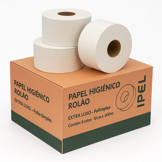 Papel Higiênico Rolão Ipel 300m 8 Rolos 200m 250m Folha Dupla Extra Luxo Institucional 100% Celulose Virgem Profissional em Oferta na Shopee