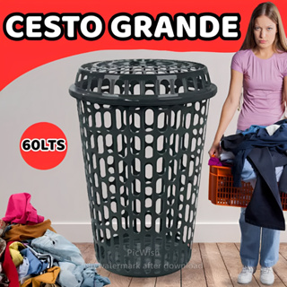 Cesto De Roupas Sujas Telado 60 Litros Com Tamppa Preto em Oferta na Shopee