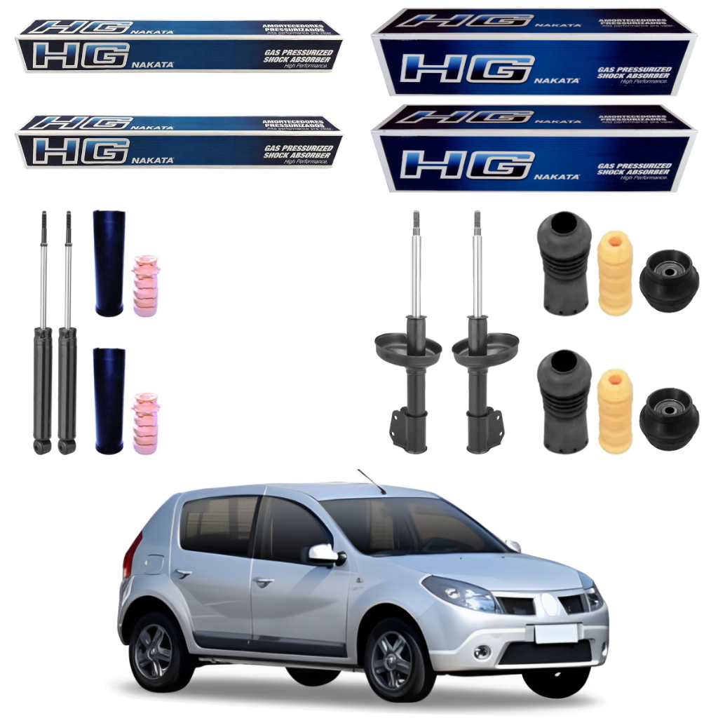 KIT 4 AMORTECEDOR SANDERO 2007 A 2014 NAKATA + KIT