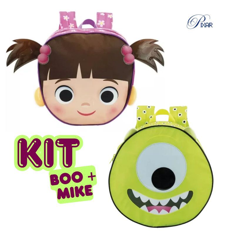 Kit 2 Mochilas Monstros S.A. Mike + Boo Xeryus Escolar Combo Infantil Original