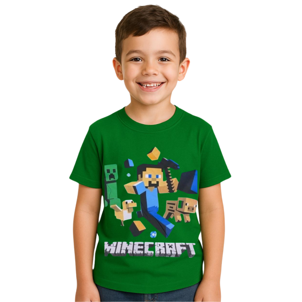 Camisa Camiseta Infantil Minecraft Fantasia Personagens Meninos Sonic Roblox Homem Aranha Marvel em Oferta na Shopee