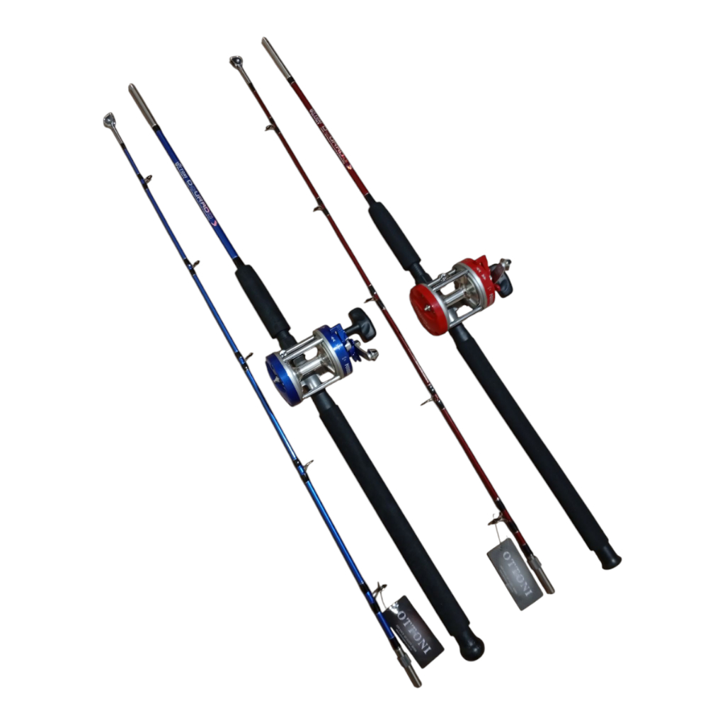 Kit Pesca Ottoni Luxo Carretilha CT300 - Vara Roldana Trava em rosca e ponta roldana - 80 Lbs 1.80M