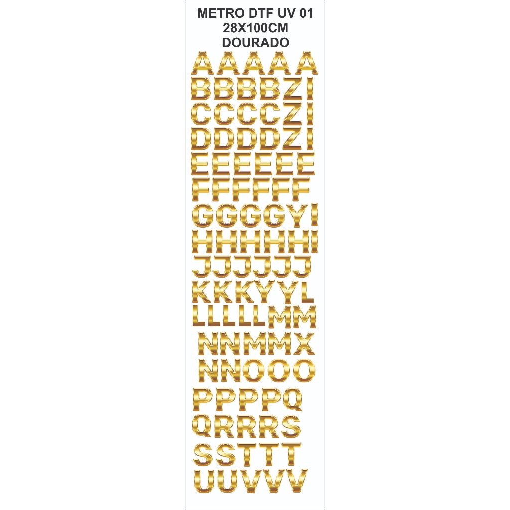 ADESIVO DTF UV ALFABETO DOURADO (METRO) ENVIO IMEDIATO em Oferta na Shopee