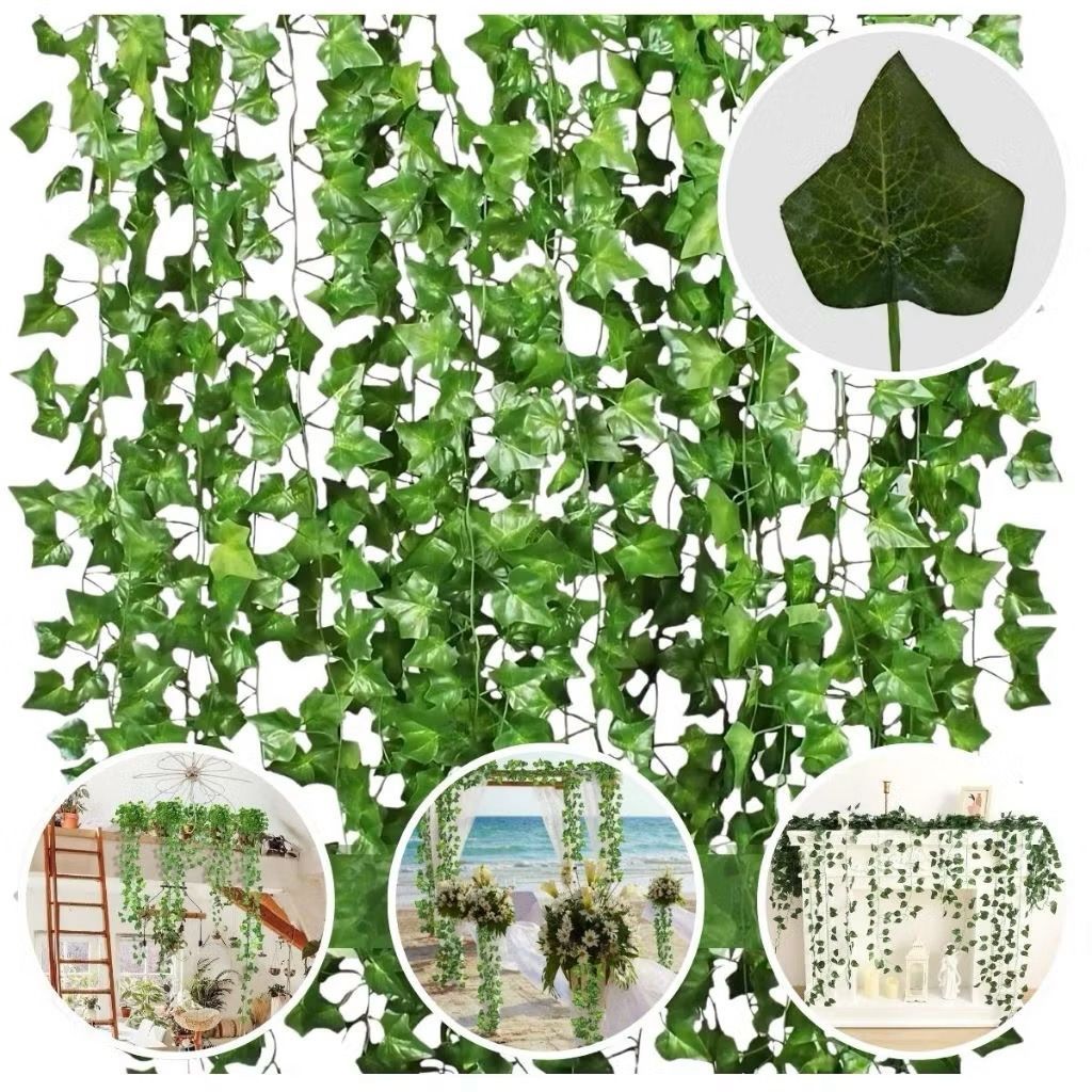 30 Metros Hera Verde Planta Artificial Trepadeira Ramas Folhagem Pendente em Oferta na Shopee