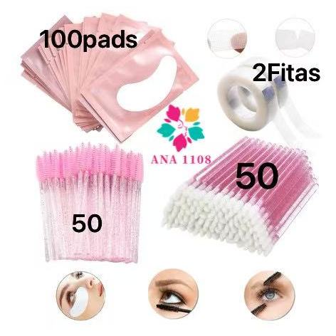 NEWSHOW Kit Alongamento De Cílios-100Pads+50Escovinhas+100Microbrush+50Aplicadores+2Fitas Transpore - Beauty
