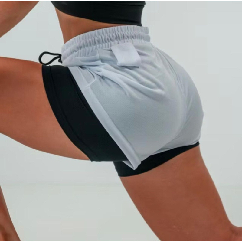 Short Feminino Dryfit Bermuda 2 em 1 Compressão Academia Corrida Caminhada