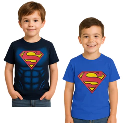 Camisa Camiseta Infantil Superman Super Homem Fantasia Personagens Meninos Homem Aranha Marvel