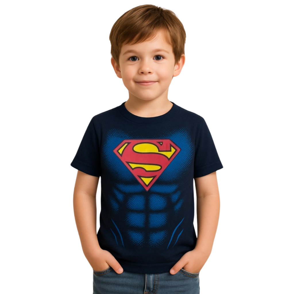 Camisa Camiseta Infantil Superman Super Homem Fantasia Personagens Meninos Homem Aranha Marvel — imagem 2 de 2