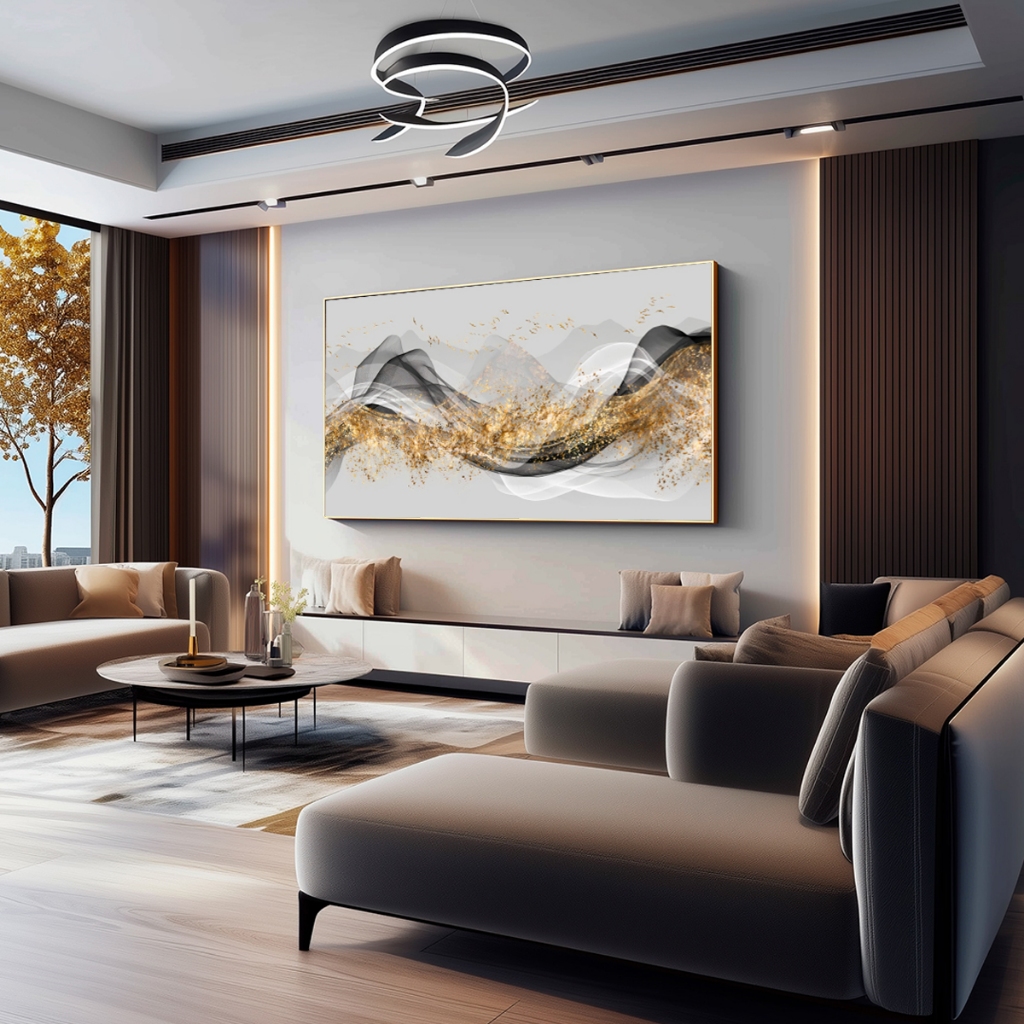 Quadro Decorativo Para Sala Com Moldura Abstrato