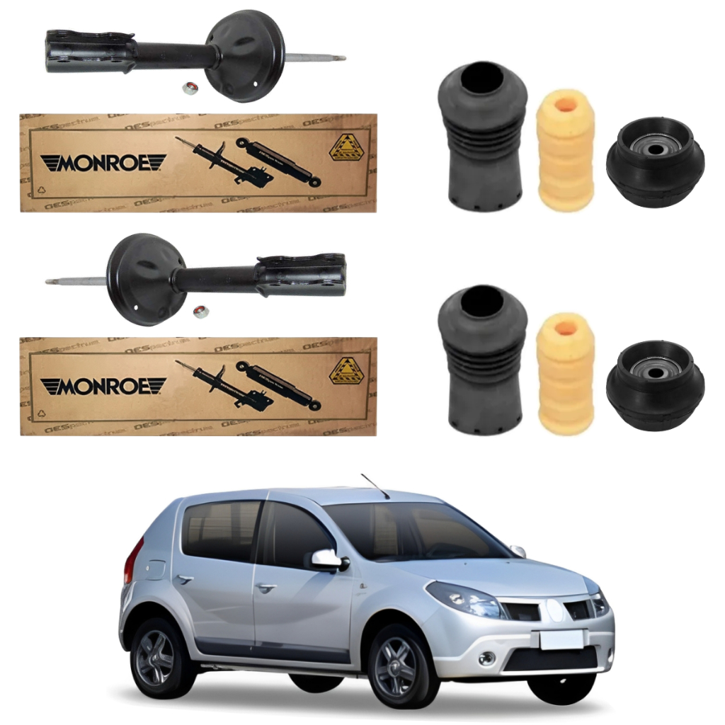 PAR AMORTECEDOR DIANTEIRO SANDERO 2007 A 2014 MONROE + KIT