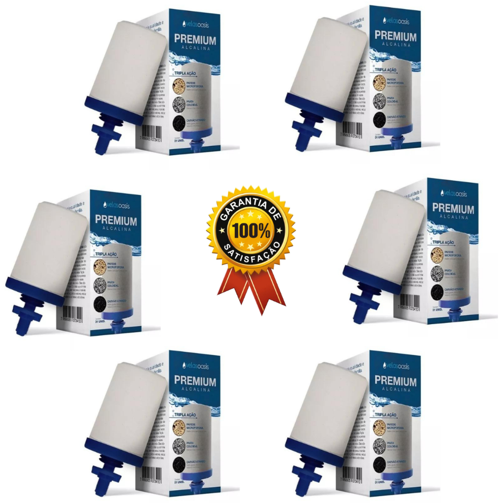 Até 6 Velas Filtro De Barro Tripla Ação Alcalina Carvão Ativado e Prata Coloidal Compatível em Todos