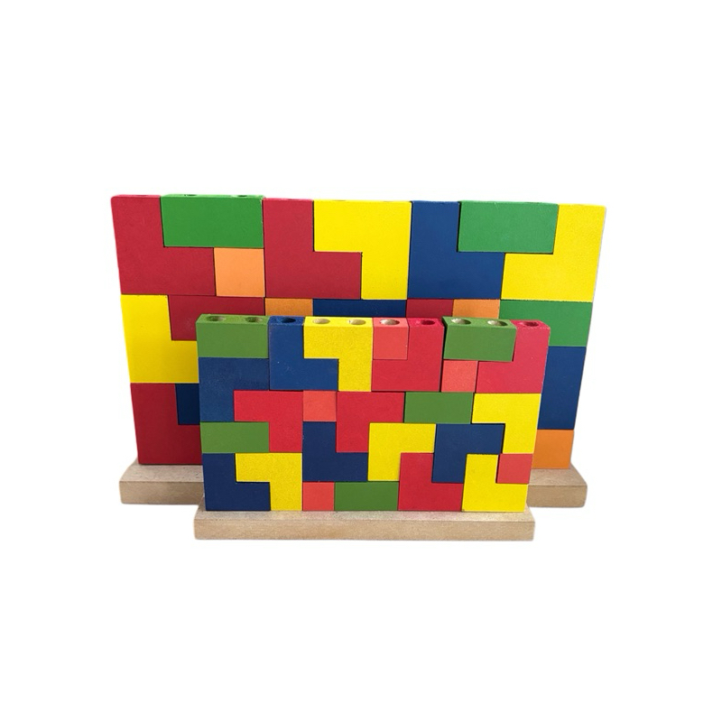Blocos de encaixe vertical 25 peças tetris quebra cabeça vertical em madeira blocos de montar — imagem 2 de 2
