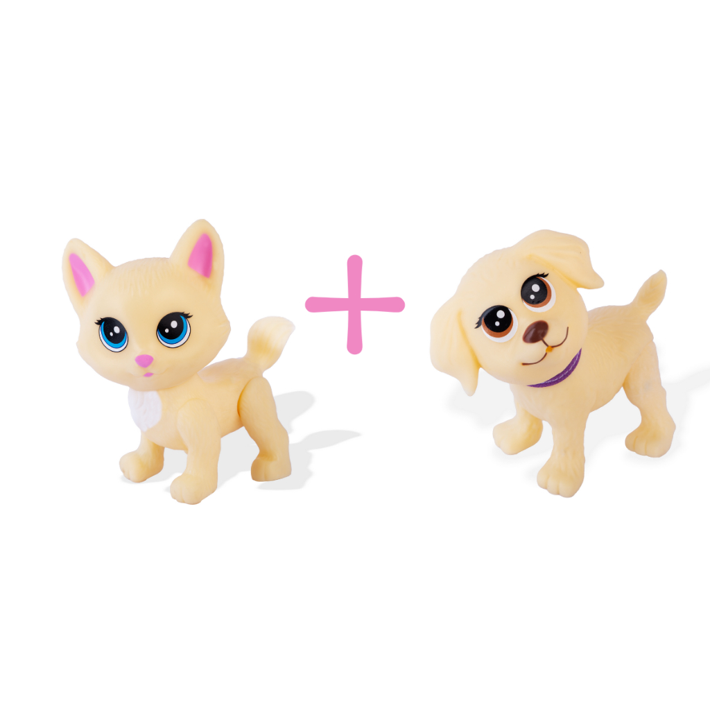 Brinquedo Kit Mini Pets da Barbie Mini Gata + Mini Pet Creme Claro e Honey Pupee Brinquedos Mattel