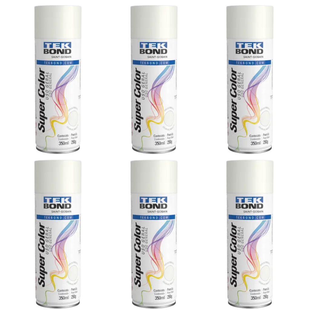 Tinta Spray Branco Brilhante Caixa C/6 Latas Tekbond 300ML em Oferta na Shopee