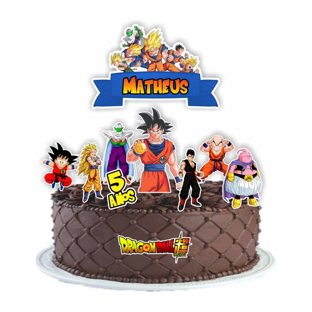 Topo Topper de Bolo Dragon Ball Z Anime Personalizado Qualidade Premium em Oferta na Shopee