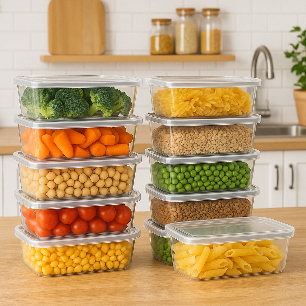 Kit 10 Potes 500ml Bpa Free Transparente Com Tampa Reutilizável Marmitas Fitness Freezer M...