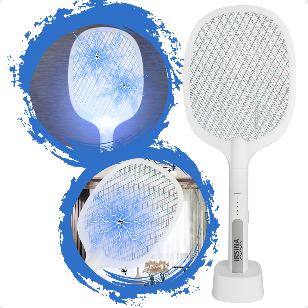 Raquete Eletrica Mata Mosquito Recarregável Armadilha Choque Com Led UV 127/220V Irsina em Oferta na Shopee