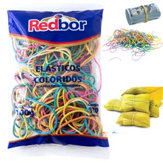 Saquinho c/ 100gr de Elástico Látex Colorido 120Un Nº 18 P/ Pamonha Dinheiro Borracha Atilho Liga em Oferta na Shopee