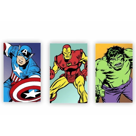 Quadro Decorativo Vingadores Heróis Marvel Capitão América Thor Homem de Ferro Ação