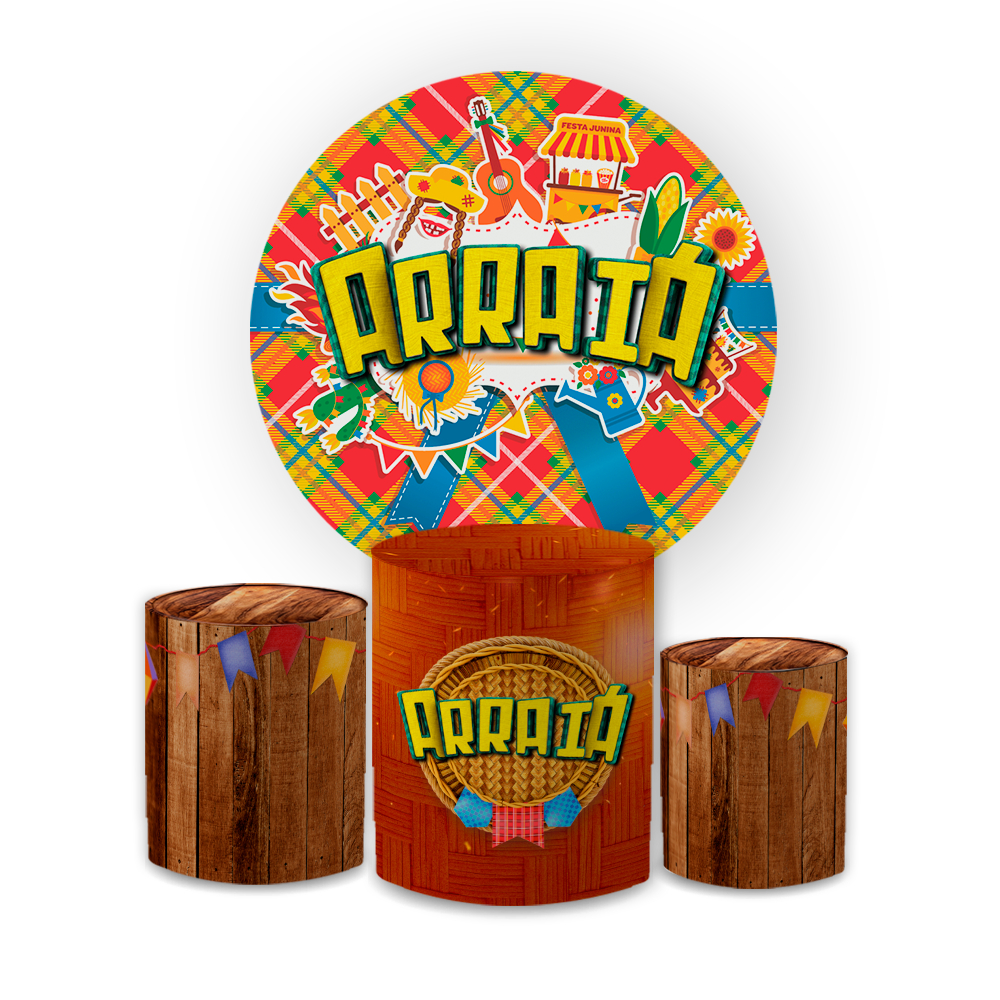 Kit Capa De Painel Redondo + Trio Capas de Cilindro Arraiá Festa Junina Promoção