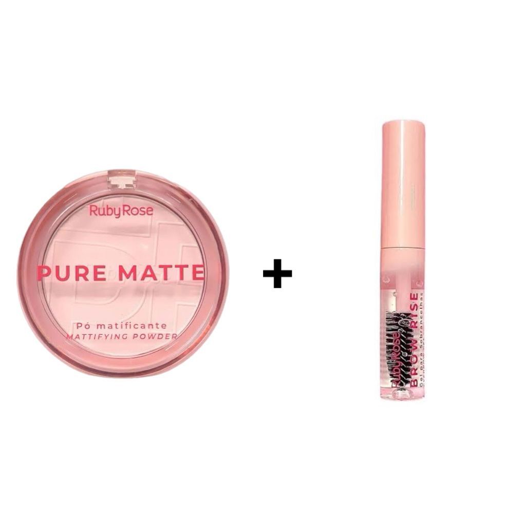 Kit Pó Matificante Pure Matte + Gel Sobrancelha Brow Rise - Ruby Rose em Oferta na Shopee