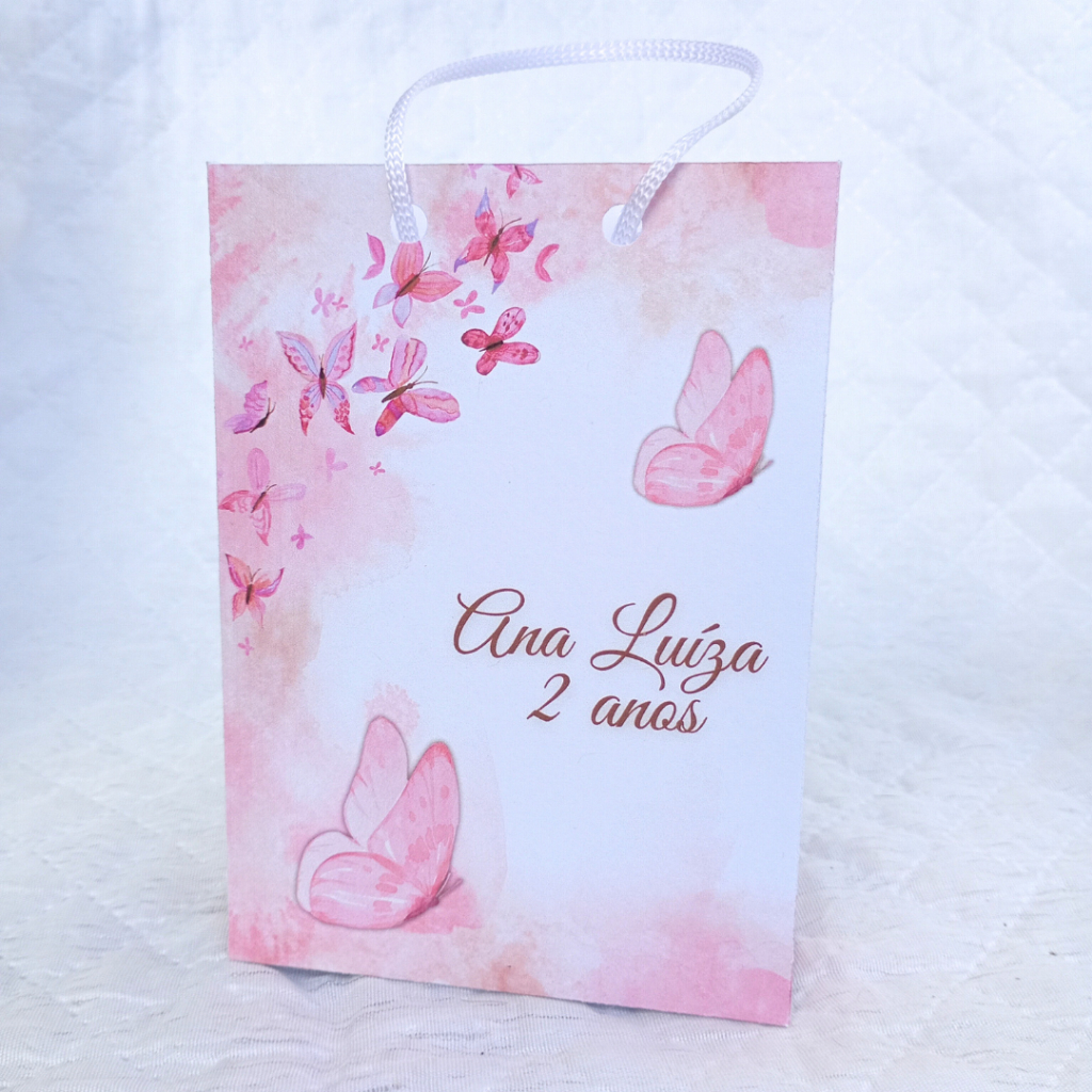 PEGUE E MONTE Sacolinhas personalizadas jardim encantado jardim das borboletas tamanho P festa aniversario