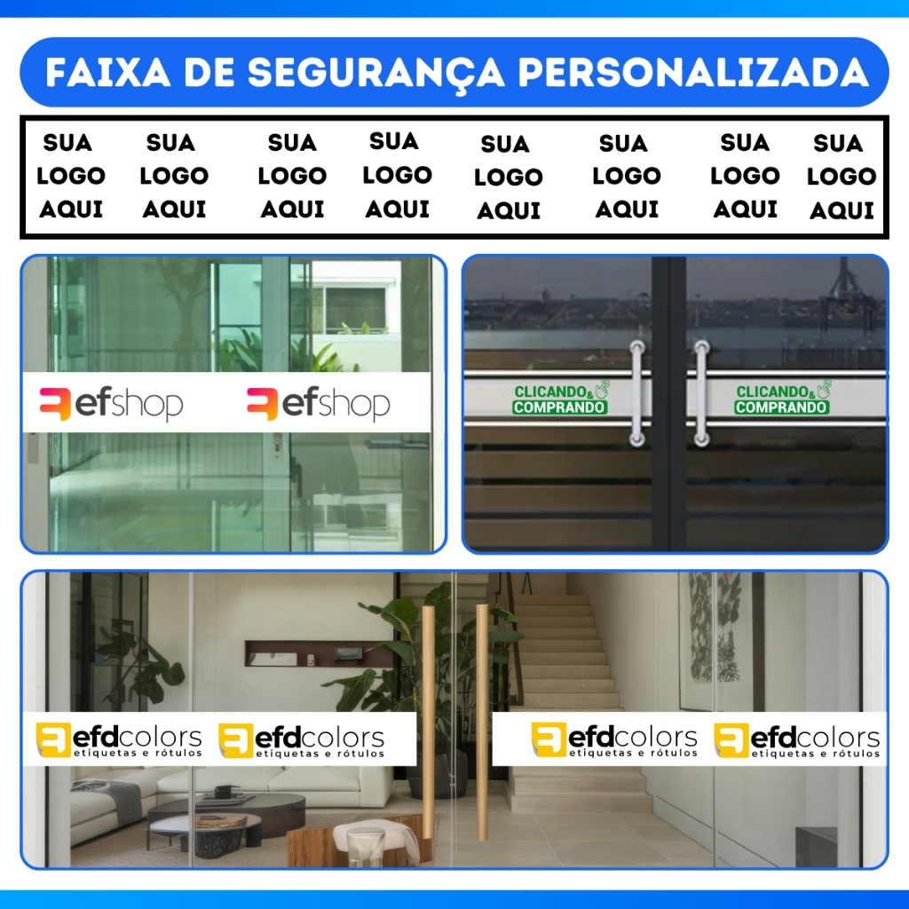 Faixa Adesivo de segurança para porta de vidro - coloque sua logo em Oferta na Shopee