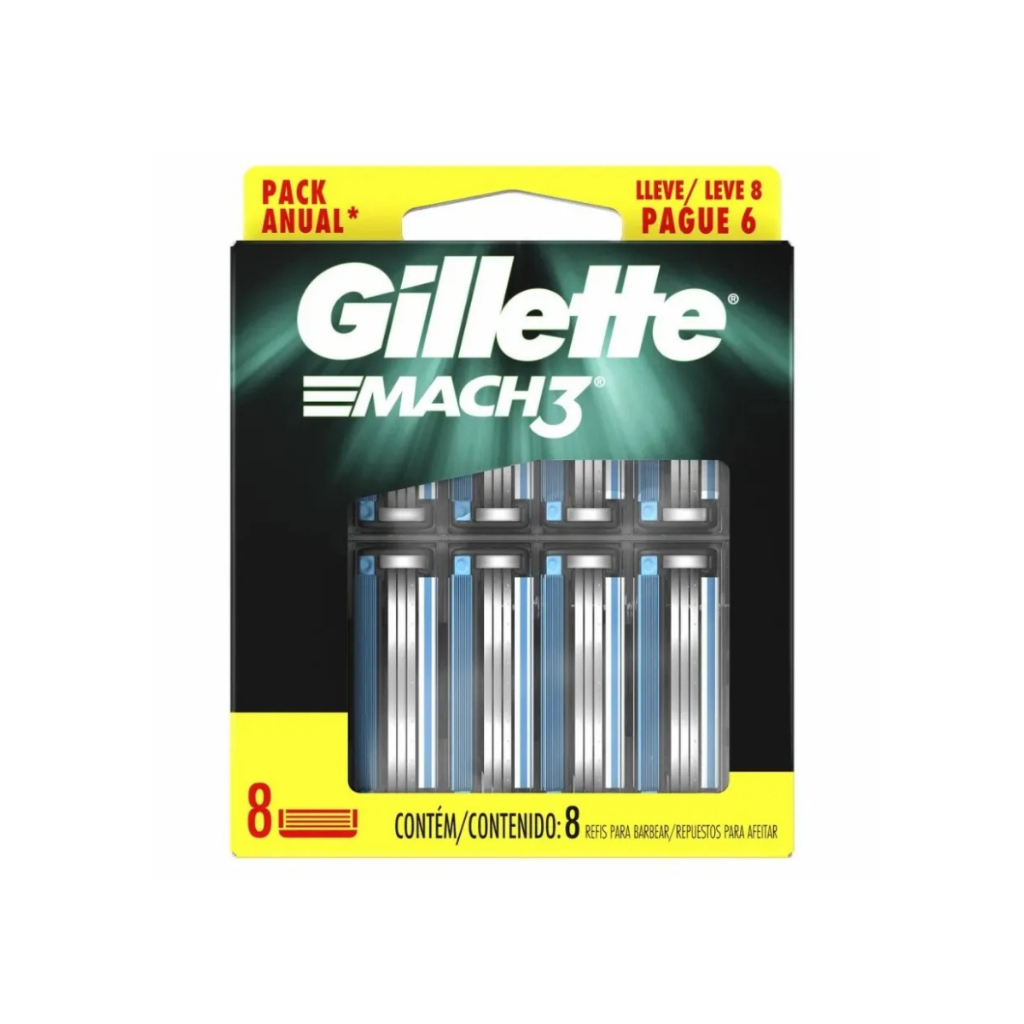 Carga Para Aparelho De Barbear Gillette Mach3 Leve 8 E Pague 6 Unidades