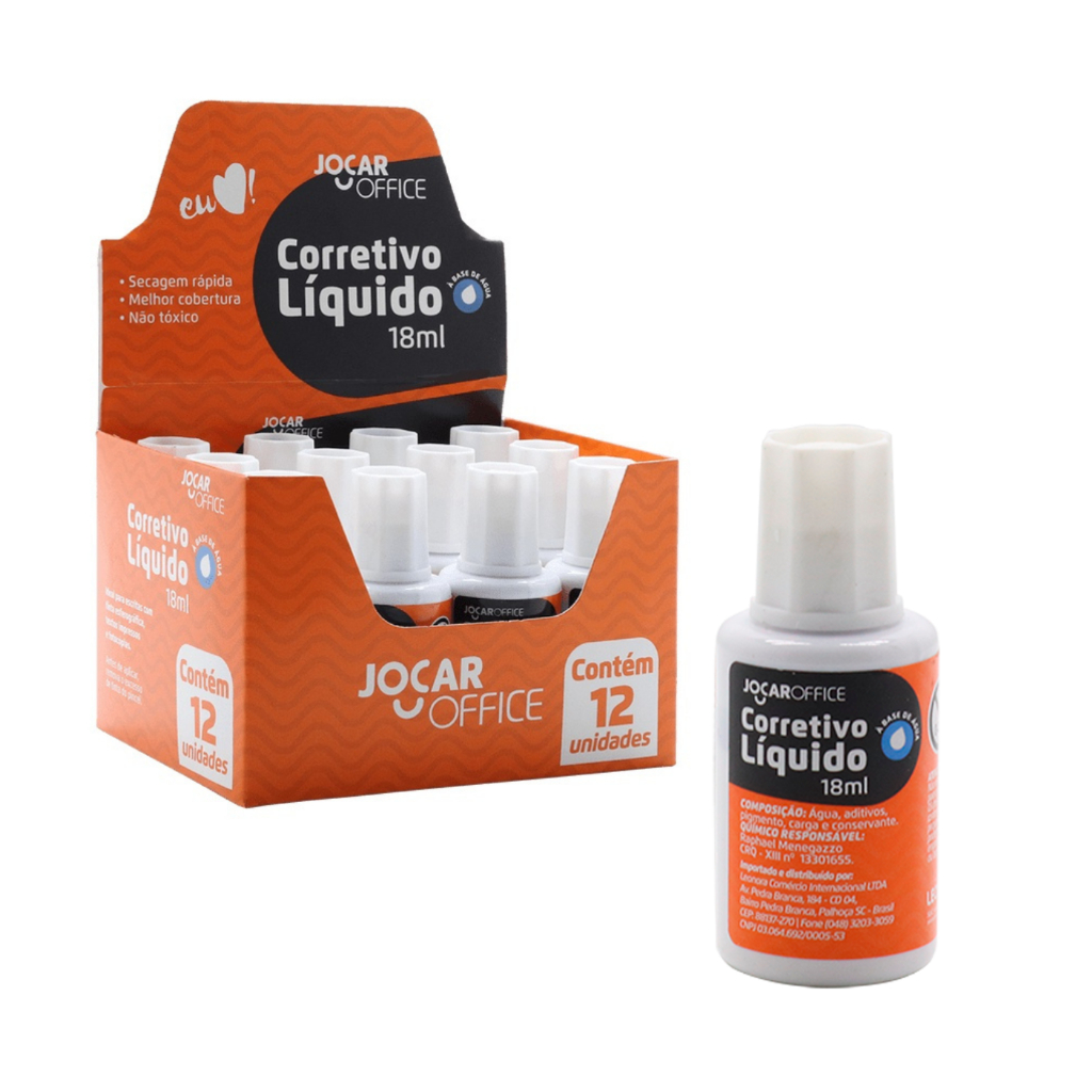 Corretivo Líquido 18 ML Caixa Com 12 Unidades Jocar