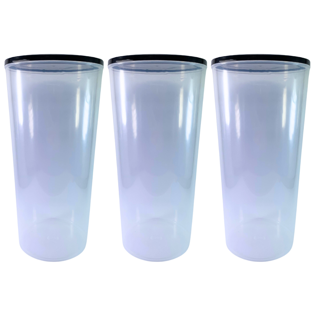 Kit Potes para Mantimentos 3 Potes Plástico 2,5L Transparente
