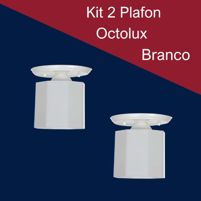 Kit 2 Plafon Octolux Termoplástico Luminária Teto Soquete E27 110v/220v Sala Quarto Cozinha 1 Lampada Branco Preto