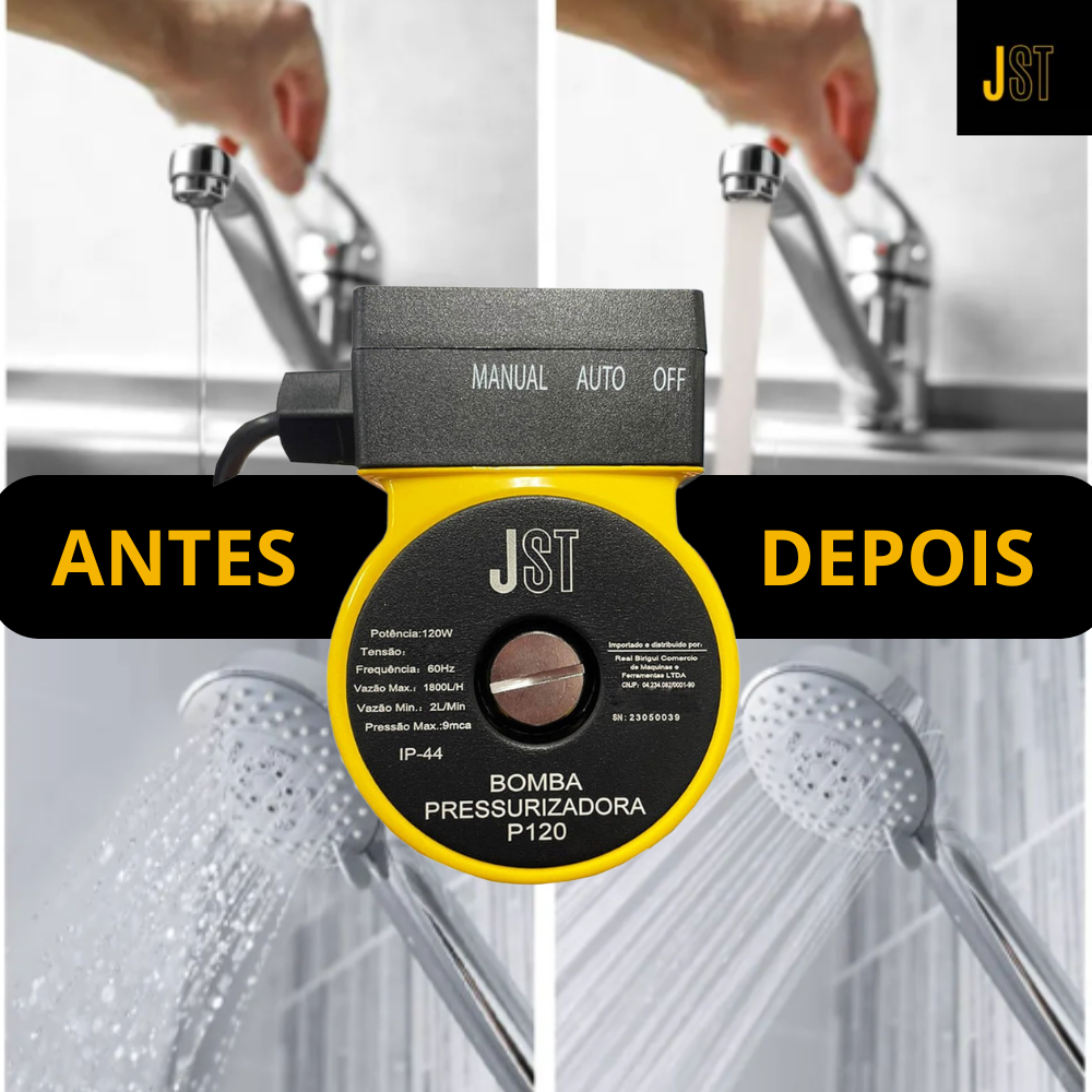 Bomba Pressurizadora De Água - P120 110V JST- Silenciosa, Automática e de Alta Pressão para Chuveiro e Torneira