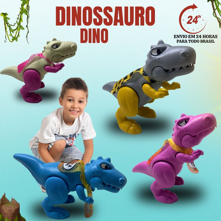 Dinossauro Brinquedo Baby Dino Menino(a) - 30cm Altura Realista Braço/Boca Articulado Inmetro