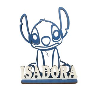 10 Centro De Mesa Em Mdf Stitch Azul Festa em Oferta na Shopee