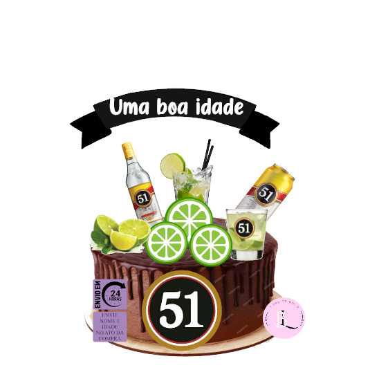 Topo de Bolo Personalizado com Tema Cachaça 51